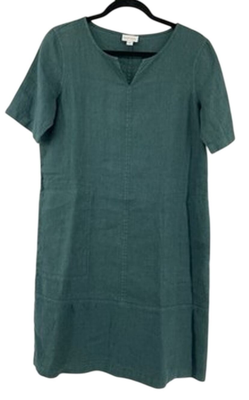 J Jill Pure Jill garment-dyed linen tunic dress jade green Women’s XS Minimalist